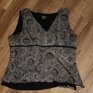 Blue and White Paisley Women's Top